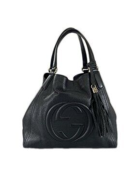 Gucci Soho Tassel Tote Bag Leather Black